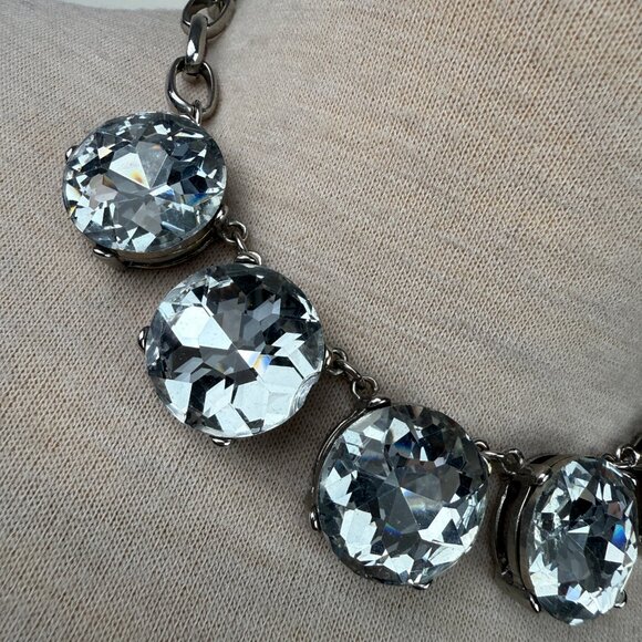 Express Silver Tone Clear Glass Chain Necklace 16-18" - Picture 3 of 7